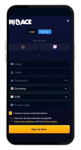 RioAce Casino register